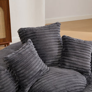 English Elm Bean Bag Sofa Oversized Corduroy Floor Lounge Chair with Armrests Pillows Foam Fill Dark Gray W395P426814