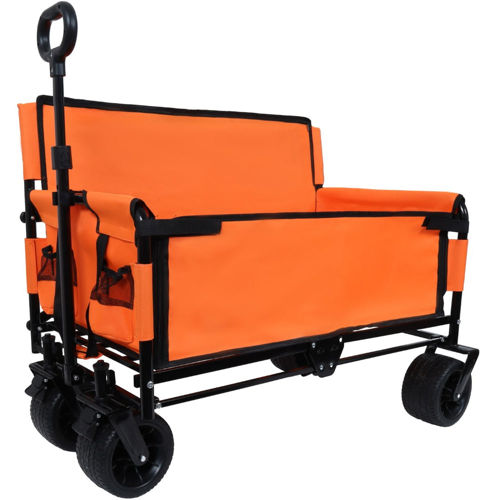 English Elm 3-in-1 Convertible Folding Wagon with Bench Seat Steel Frame 500lb Capacity Orange W2932P283542