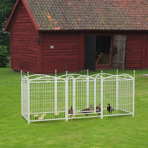 English Elm Dog Playpen 8 Panel Heavy Duty Iron Pet Fence Foldable Indoor Outdoor Exercise Pen White W368P234001