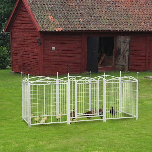 English Elm Dog Playpen 8 Panel Heavy Duty Iron Pet Fence Foldable Indoor Outdoor Exercise Pen White W368P234001