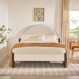 Queen Metal and Upholstered Bed with Arched Headboard Oatmeal GASB5COM Walker Edison