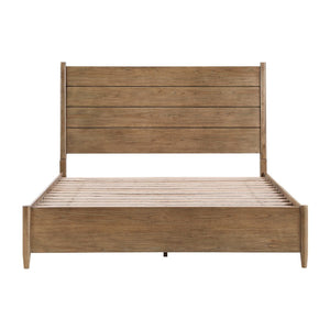 English Elm Modern Hickory Veneer Queen Bed with Tall Headboard and Removable Upholstered Cushion B011S02164