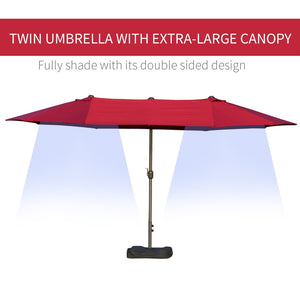 English Elm Outsunny 15' Double-Sided Patio Umbrella - Stylish Wine Red Shade With Easy Crank & Durable Steel Frame W2225P174266-GIGA
