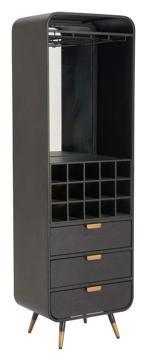 Zuo Modern Magara Bar Cabinet Black - Stylish Fir Wood & Steel Design With Mirror Glass For Modern Elegance Black Fir Wood,Mdf,Glass,Steel 110731-zuo-modern