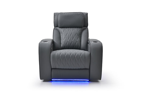 English Elm Lumin Power Recliner Faux Leather Chair with Led Lighting and Built in Usb Charging Gray B078P497926
