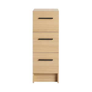 English Elm 12" Wall-mounted Oak Plywood Bathroom Linen Cabinet Slim Floating Single Door Storage W3450P440610