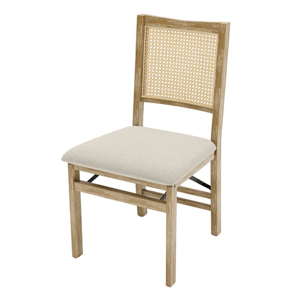 English Elm Scandinavian Solid Wood Dining Chairs with Woven Rattan Back Cushioned Seat Set of 2 W395P317025