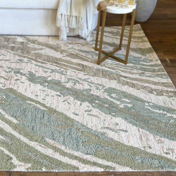 Capel Rugs Avanti-astratto Vibrant Wool Rug - Handcrafted Mosaic Design With Colorful Character And Motifs Verde, Ivory 100% Wool 2586rs10001400220