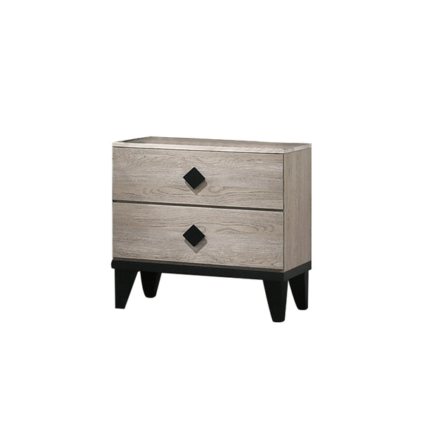 English Elm Smithson Cream Two-Drawer Nightstand — Mid-Century Colorblock Design, Spacious Storage, Rhombic Pulls SR015456