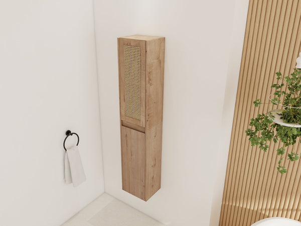 English Elm 12" Bathroom Side Cabinet - Modern Wall-Mounted Design With Soft-Close Doors & Space-Saving Style W999S00340