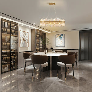 English Elm 36-Inch Modern Luxury Gold Crystal Chandelier with 24 Lights, Adjustable Height, Brass Frame, Elegant Centerpiece W2869P218651