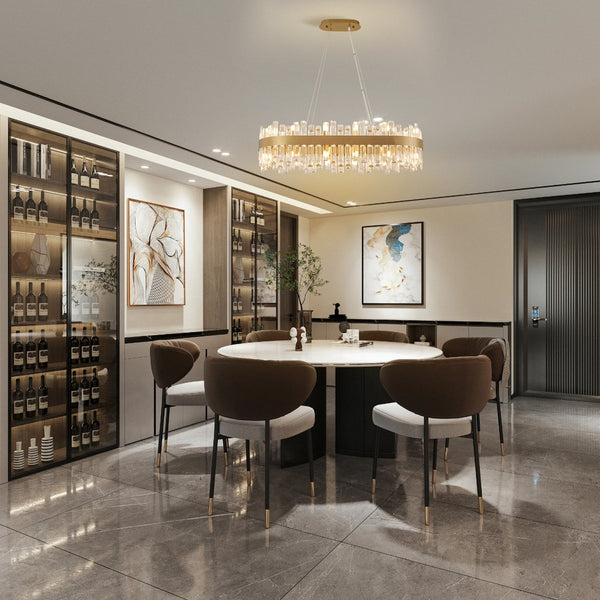 English Elm 36-Inch Modern Luxury Gold Crystal Chandelier with 24 Lights, Adjustable Height, Brass Frame, Elegant Centerpiece W2869P218651