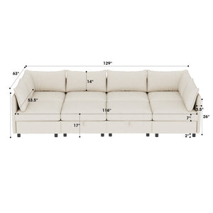 English Elm Modular Fabric Sectional Sofa with Under Seat Storage and Sleeper for Living Room W680S00133