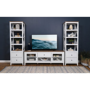 English Elm Evanston Coastal Farmhouse 3 Piece Entertainment Center with Ash Veneer and X Trellis Towers B062S01795
