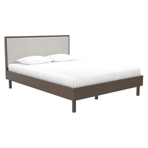 English Elm Upholstered Canvas and Oak Veneer Headboard for Modern Minimalist Bedroom Decor Walnut B2733P436846