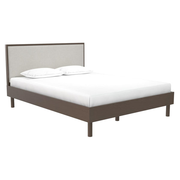 English Elm Upholstered Canvas and Oak Veneer Headboard for Modern Minimalist Bedroom Decor Walnut B2733P436846