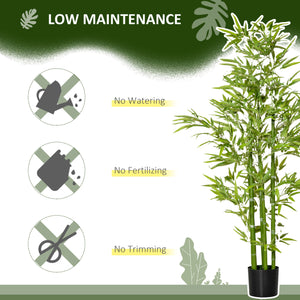 English Elm HOMCOM 5FT Artificial Bamboo Tree in Nursery Pot with 924 Realistic Leaves, Low-Maintenance Green Décor W2225P217276