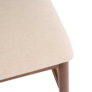 English Elm Lois Rubberwood Counter Stools Set of 2 Beige Upholstered Seats Walnut Frame N775P369557W