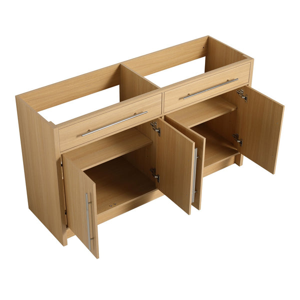 English Elm 60" Freestanding Bathroom Vanity with Dual Resin Sinks, Spacious Soft-Close Cabinet Storage, Durable Finish Oak W1972S00026