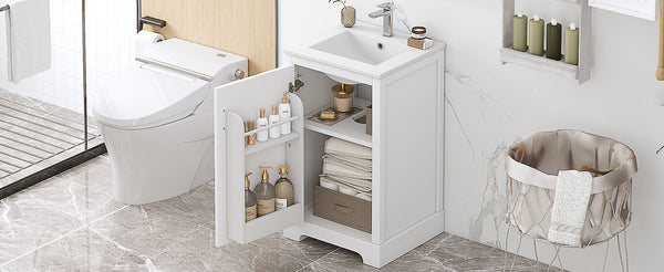 English Elm 20" Bathroom Vanity With Soft-Close Door, Ceramic Sink, Adjustable Shelves & Chic Storage Solutions N725P351852K