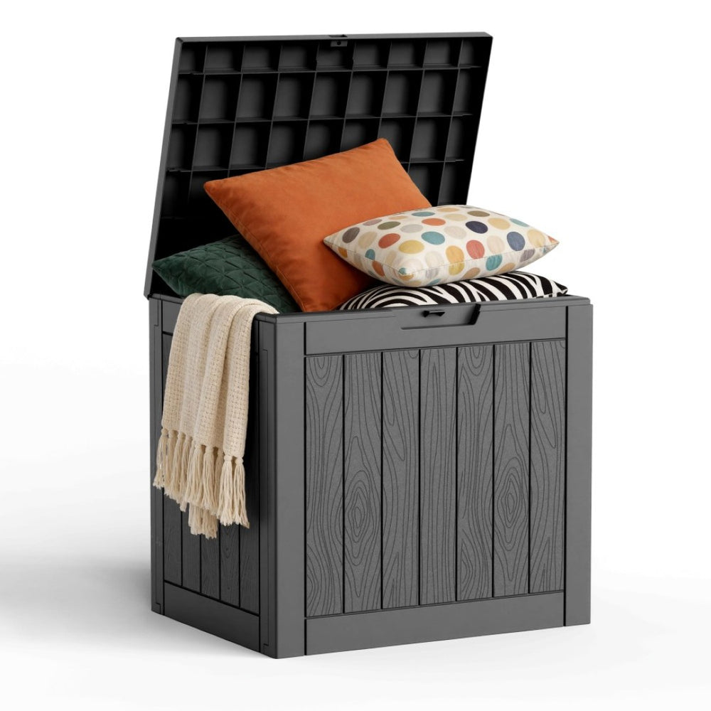 English Elm 30 Gallon Resin Deck Box Weatherproof Lockable Outdoor Patio Storage Container W2181P484991