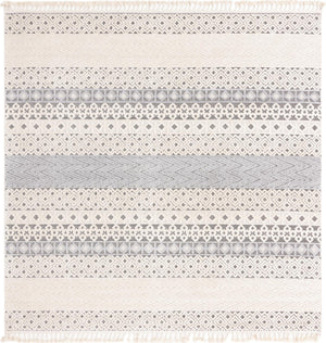 Unique Loom Arlo Matti Machine Made Striped Rug Sandy Beige, Beige/Gray 9' 10" x 9' 10"