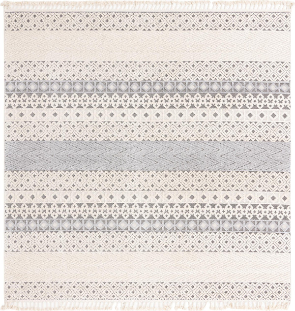 Unique Loom Arlo Matti Machine Made Striped Rug Sandy Beige, Beige/Gray 9' 10" x 9' 10"