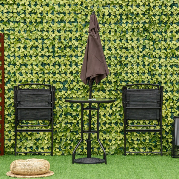 English Elm Outsunny Compact 4-Piece Outdoor Dining Set With Adjustable Umbrella & Folding Chairs For Small Spaces W2225P200652-GIGA