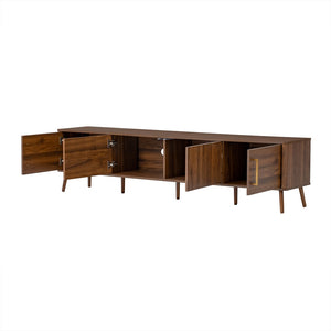 English Elm 78 Inch Walnut Entertainment Center Fluted Doors Solid Wood Legs for Living Room N710P372559P