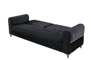 English Elm Melody Modern Velvet Upholstered 2Pc Sofa & Loveseat Set With Sleeper Functionality & Storage B009S01954