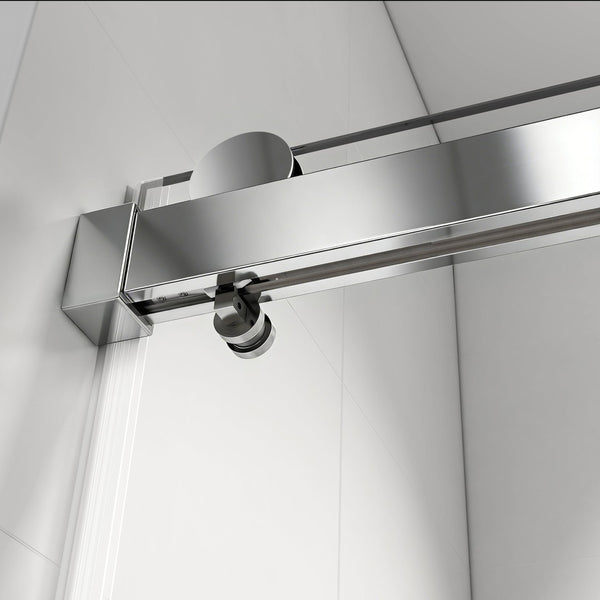 English Elm 56" Frameless Sliding Shower Door Tempered Glass Soft Close Brushed Nickel Hardware Chrome W1573P198749