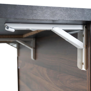 English Elm K&K Kitchen Island with Tilt-Out Trash Can, Drop Leaf Counter, Adjustable Shelf, Rolling Cart Walnut Brown WF326381AAZ