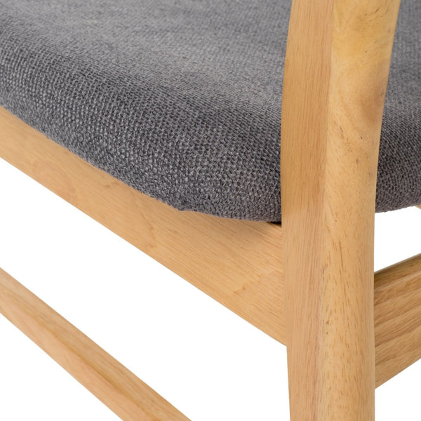 English Elm [video] Set of 2 Minimalist Dining Chairs with Cushioned Seats and Oak Rubberwood Legs N759P371095E