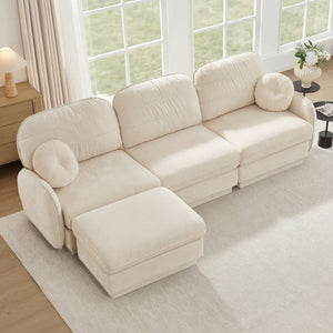 English Elm 105" Chenille Cloud Sofa Deep Seat Three Seater with Quilted Back for Living Room W714S01751
