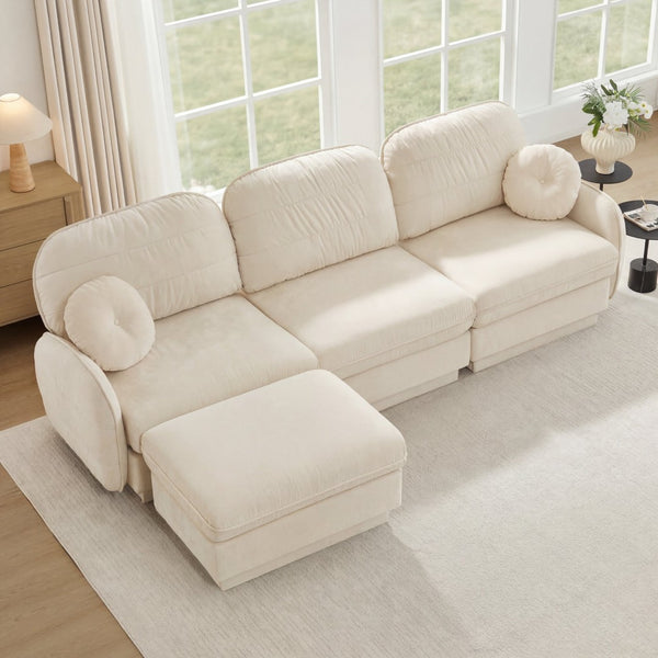 English Elm 105" Chenille Cloud Sofa Deep Seat Three Seater with Quilted Back for Living Room W714S01751