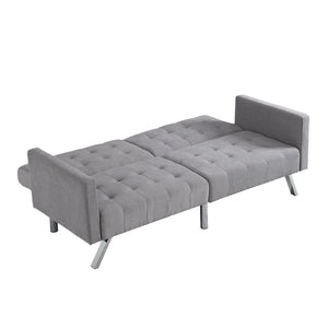 English Elm Sofa Convertible Linen Sofa Bed with Split-Back Recline, 3 Positions, Breathable Comfort for Small Spaces LIGHT GREY 41.3 L x 34.7 W x 8.2 H W2297S00006