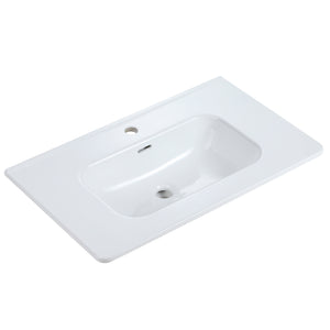 English Elm BB04-30-301, Glossy White Ceramic Integrated Basin with Rounded Edges Easy-Clean Stain-Resistant Finish W1865128406