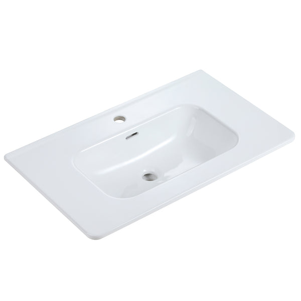 English Elm BB04-30-301, Glossy White Ceramic Integrated Basin with Rounded Edges Easy-Clean Stain-Resistant Finish W1865128406