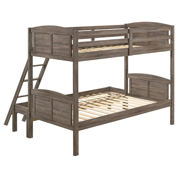 English Elm Wiley Rustic Weathered Brown Twin-Over-Full Bunk Bed With Ladder - Perfect For Cozy Spaces B062S00983-GIGA