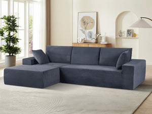 English Elm Cozyform Convertible Sectional Sofa In Dark Gray Corduroy, No Assembly Modern Couch For Any Space B2735P359711