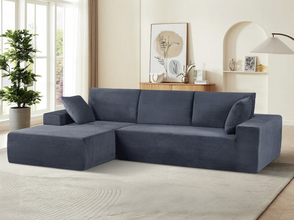 English Elm Cozyform Convertible Sectional Sofa In Dark Gray Corduroy, No Assembly Modern Couch For Any Space B2735P359711