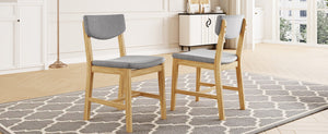 English Elm 4-piece Farmhouse Solid Wood Dining Chairs Upholstered Gray Fabric Curved Back Seating Natural N752P368504A