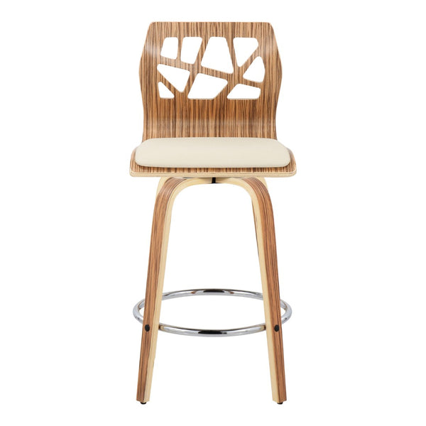 English Elm Fixed-height Swivel Counter Stools with Faux Leather Seats and Chrome Footrest Set of 2 B202S01825