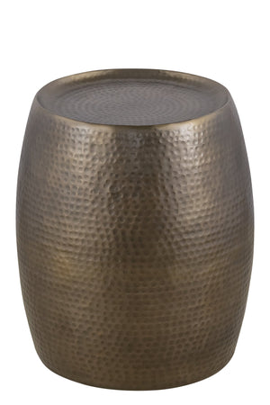 English Elm ET501 Hand-Hammered End Table 21" Height Antique Gold Drum Side Table No Assembly Luxurious Finish G150108435