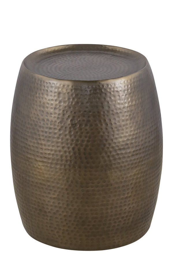English Elm ET501 Hand-Hammered End Table 21" H Antique Gold Drum Accent Table No Assembly Modern Luxe B009P298418