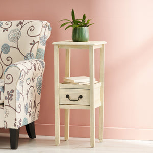 English Elm Christopher Knight Home® - End Table - Elegant Cream-White Solid Rubber Wood Design For Modern & Classic Home Décor Needs N771P269295Y
