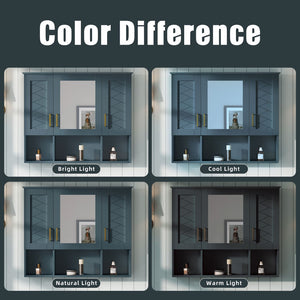 English Elm 35 Inch Wall Mount Medicine Cabinet Soft Close Mirror Storage for Modern Bathroom Blue N710P389453C