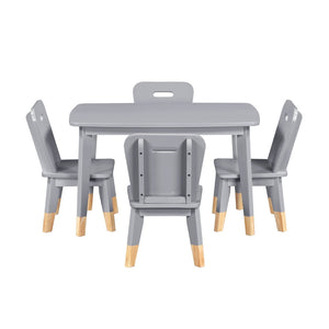 English Elm Gray Two-tone Solid Wood Kids Activity Table Set Four Chairs Playroom Furniture Gray B011P463885