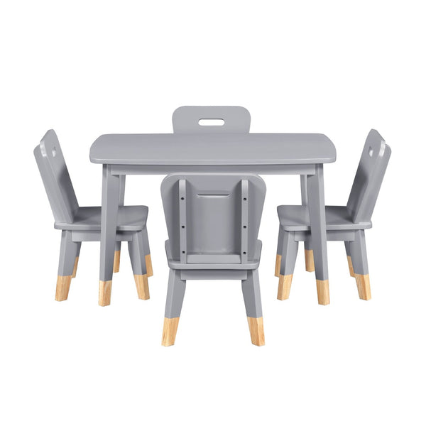 English Elm Gray Two-tone Solid Wood Kids Activity Table Set Four Chairs Playroom Furniture Gray B011P463885