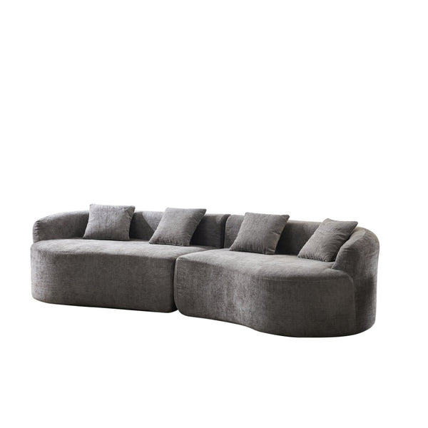English Elm 111" L Shaped Cloud Sofa Plush Chenille Upholstered High Density Foam Apartment Living Room Grey W1669S00058